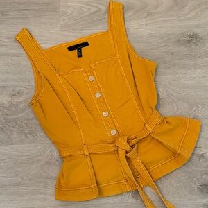 White House Black Market Mustard Sleeveless Blouse